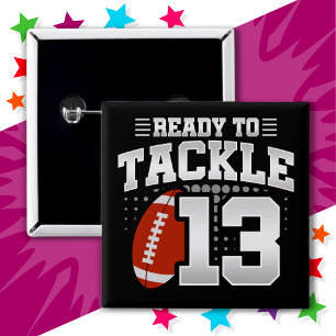 13 Year Old Tackle Football Party 13th Birthday 15 Cm Square Badge