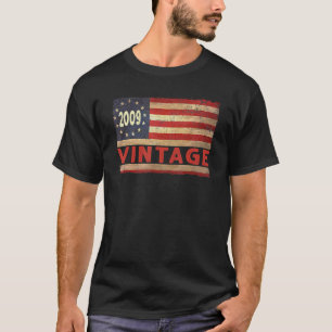 13 Year Old  Vintage 2009 American Flag 13th Birth T-Shirt