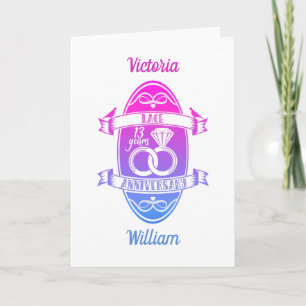 13 Year traditional Lace 13th wedding anniversary Card