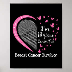 13 Years Cancer Free Breast Cancer Survivor Family Poster