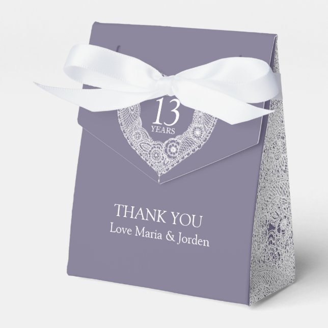 13 years lace wedding heart thank you Favour Box (Front Side)