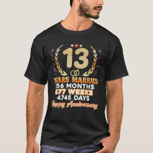 13 Years Married Happy 13th Wedding Anniversary Co T-Shirt