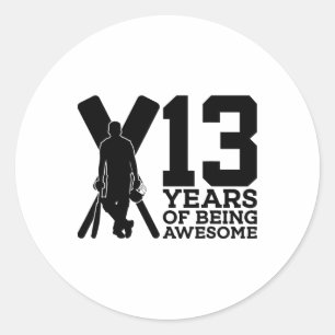 13 Years Of Being Awesome Cricket 13th Birthday  Classic Round Sticker