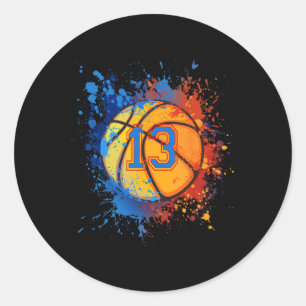 13 Years Old 13th Birthday Basketball Gift For Boy Classic Round Sticker