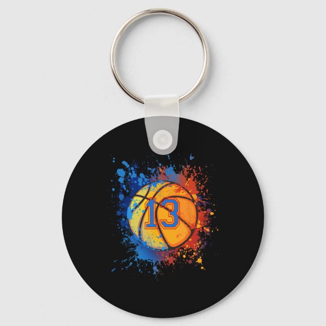13 Years Old 13th Birthday Basketball Gift For Boy Key Ring (Front)