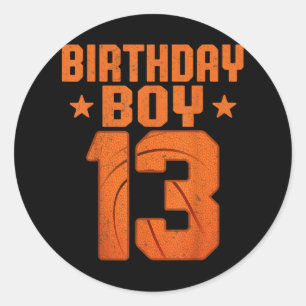 13 Years Old Basketball Player 13th Birthday Boy Classic Round Sticker
