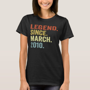 13 Years Old Boy Legend Since March 2010 13th Birt T-Shirt