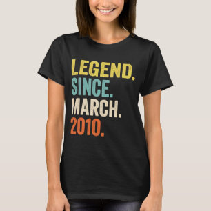 13 Years Old Boy Legend Since March 2010 13th Birt T-Shirt