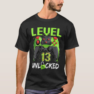 13 Years Old  Gamer Boy Birthday Level 13 Unlocked T-Shirt