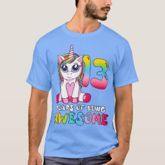 13 Years Old Girl Cute Unicorn 13th Birthday T-Shirt