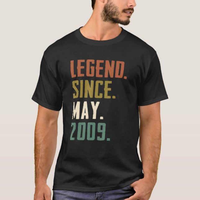 13 Years Old Legend Since May 2009 13th Birthday T-Shirt (Front)