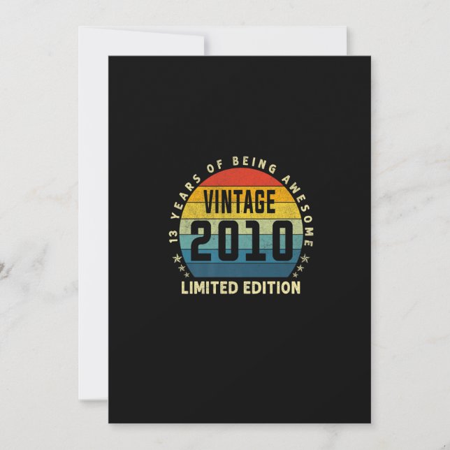 13 Years Old Made In 2010 Limited Edition 13th Bir Invitation (Front)