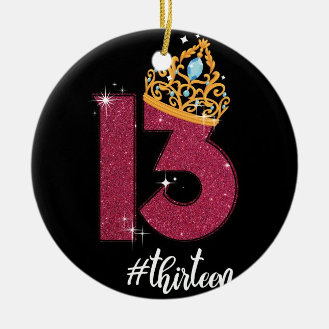 13 Years Old Official Teenager 13th Birthday Gift Ceramic Tree Decoration (Front)