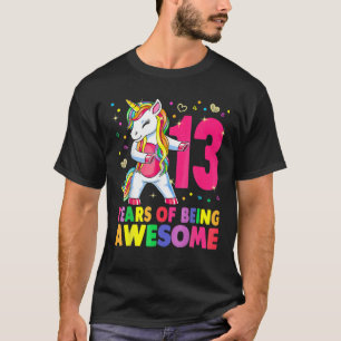 13 Years Old Unicorn Flossing 13Th Birthday Girl U T-Shirt