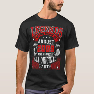 13rd Birthday Legends Born In August 2009 13 Years T-Shirt