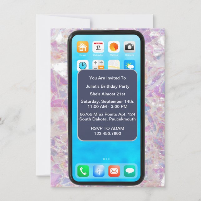 13th 14th 15th 18th 21st Cell Phone Birthday Invitation (Front)