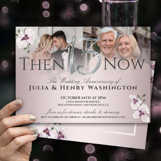 13th Anniversary Blush Orchid Then And Now Invitation