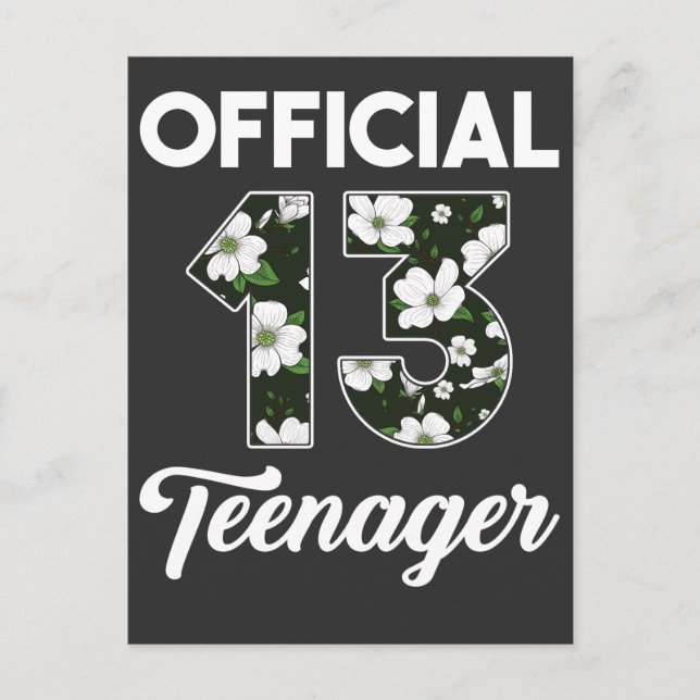 13th Birthday 2008 Flower Official Teenager Postcard (Front)