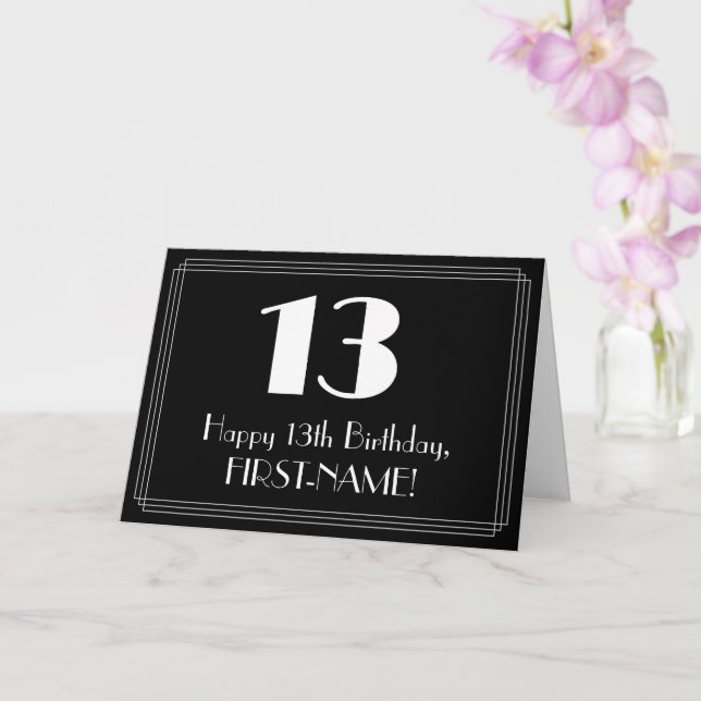 13th Birthday ~ Art Deco Inspired Look "13", Name Card (Orchid)
