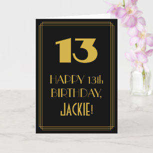 13th Birthday ~ Art Deco Inspired Look "13" & Name Card