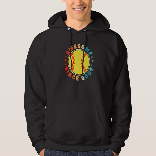 13th Birthday Awesome Since 2009 13 Years Old  Sof Hoodie (Front)