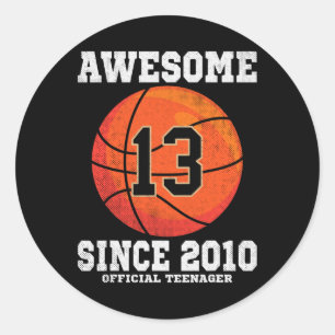 13th Birthday Basketball Fan 13 Years Old Official Classic Round Sticker