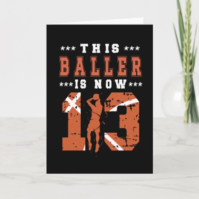 13th Birthday Basketball Player 13 Year Old Boy Card (Front)