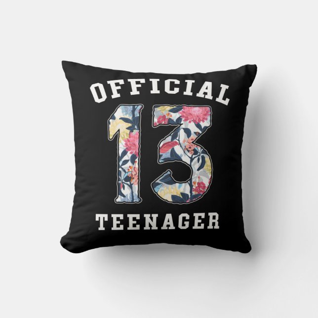 13th Birthday Beautiful Flower Official Teenager Cushion (Front)