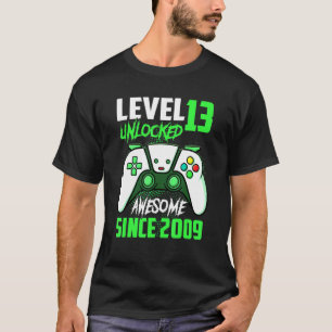 13th Birthday  Boy Level 13 Unlocked Awesome 2009  T-Shirt