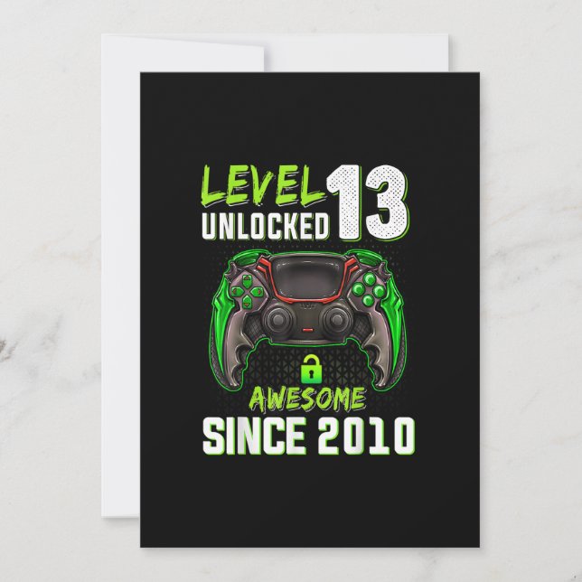 13th Birthday Boy Level 13 Unlocked Awesome Since  Invitation (Front)