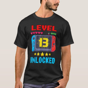 13th Birthday Boy Level 13 Unlocked Video Gamer Bi T-Shirt