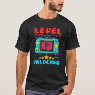 13th Birthday Boy Level 13 Unlocked Video Gamer Bi T-Shirt