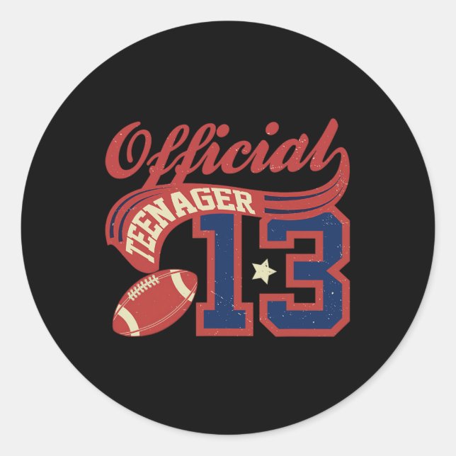 13th Birthday Boy Official Teenager 13 Yrs Old Foo Classic Round Sticker (Front)