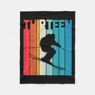 13th Birthday Boy Retro Ski Lover Skier 13 Years O Fleece Blanket