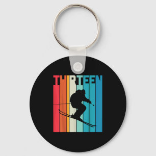 13th Birthday Boy Retro Ski Lover Skier 13 Years O Key Ring