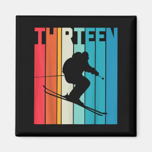 13th Birthday Boy Retro Ski Lover Skier 13 Years O Magnet
