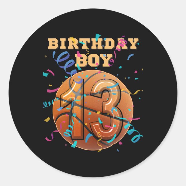 13th Birthday Boy Teen 13 Years Old Sketll Players Classic Round Sticker (Front)