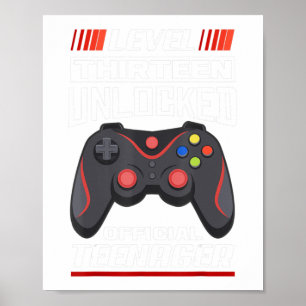 13th birthday boy teenager birthday gamer gaming g poster