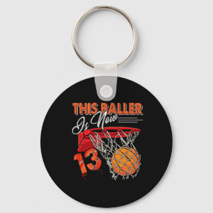 13th Birthday Bysketbyll Fun 13 Years Old Kids Gif Key Ring