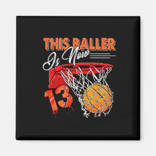13th Birthday Bysketbyll Fun 13 Years Old Kids Magnet