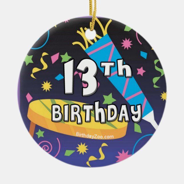 13th Birthday Ceramic Tree Decoration (Front)