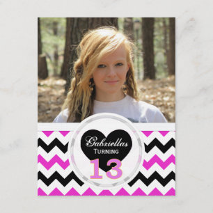 13th Birthday: Chevron Print :Party Invitation