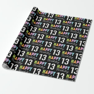 13th Birthday Colorful Typography  Wrapping Paper