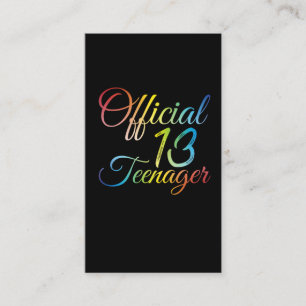 13th Birthday Colourful Official Teenager 2008 Business Card