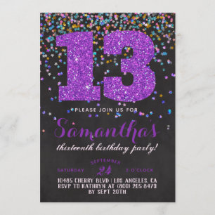 13th Birthday Confetti Invitation
