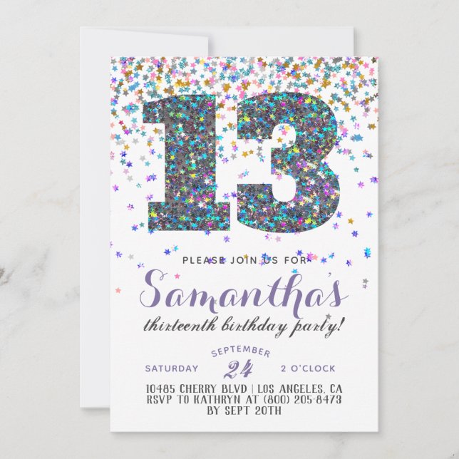 13th Birthday Confetti Invitation (Front)