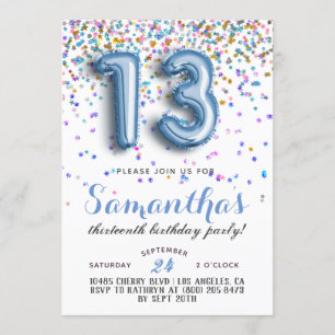 13th Birthday Confetti Invitation