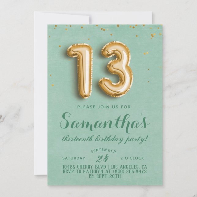 13th Birthday Confetti Invitation (Front)