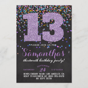 13th Birthday Confetti Invitation