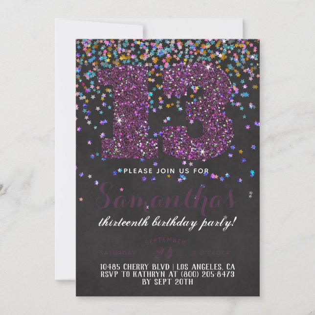 13th Birthday Confetti Invitation (Front)